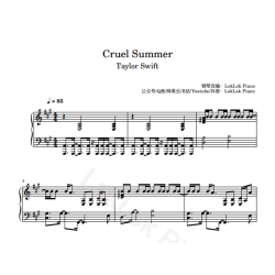 Cruel Summer Piano Sheet Music