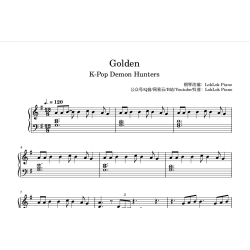 Huntrix Golden Piano Sheet Music, KPop Demon Hunters Piano Notes, Rumi's song
