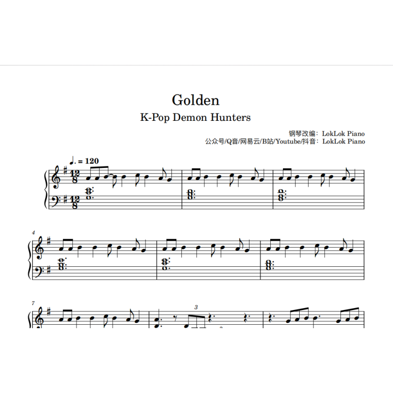 Huntrix Golden Piano Sheet Music, KPop Demon Hunters Piano Notes, Rumi's song Huntrix Golden Piano Sheet Music, KPop Demon Hunters Piano Notes, Rumi's song